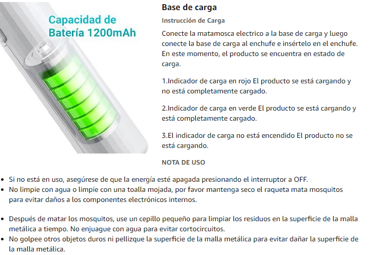 MATAMOSCAS Y LÁMPARA DE MOSQUITOS RECARGABLE 2 EN 1 CON SOPORTE