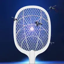 MATAMOSCAS Y LÁMPARA DE MOSQUITOS RECARGABLE 2 EN 1 CON SOPORTE