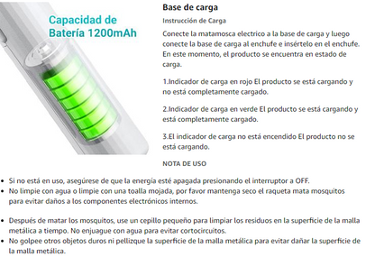 MATAMOSCAS Y LÁMPARA DE MOSQUITOS RECARGABLE 2 EN 1 CON SOPORTE